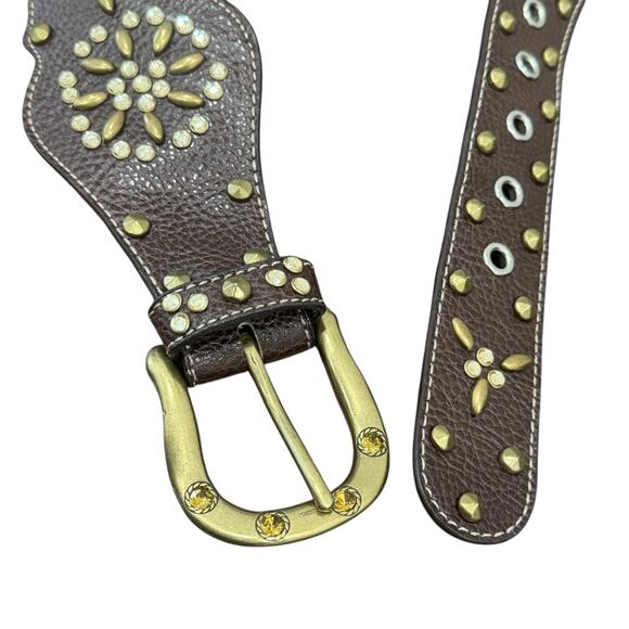 Kathy Van Zeeland Studded Belt Contour Flower Chocolate Size M 32–36" - Picture 6 of 12